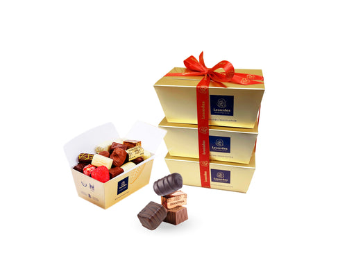 Ballotin Gift Box 200g, Assortment without alcohol (3Boxes) (金磚朱古力禮盒 200g, 3盒)